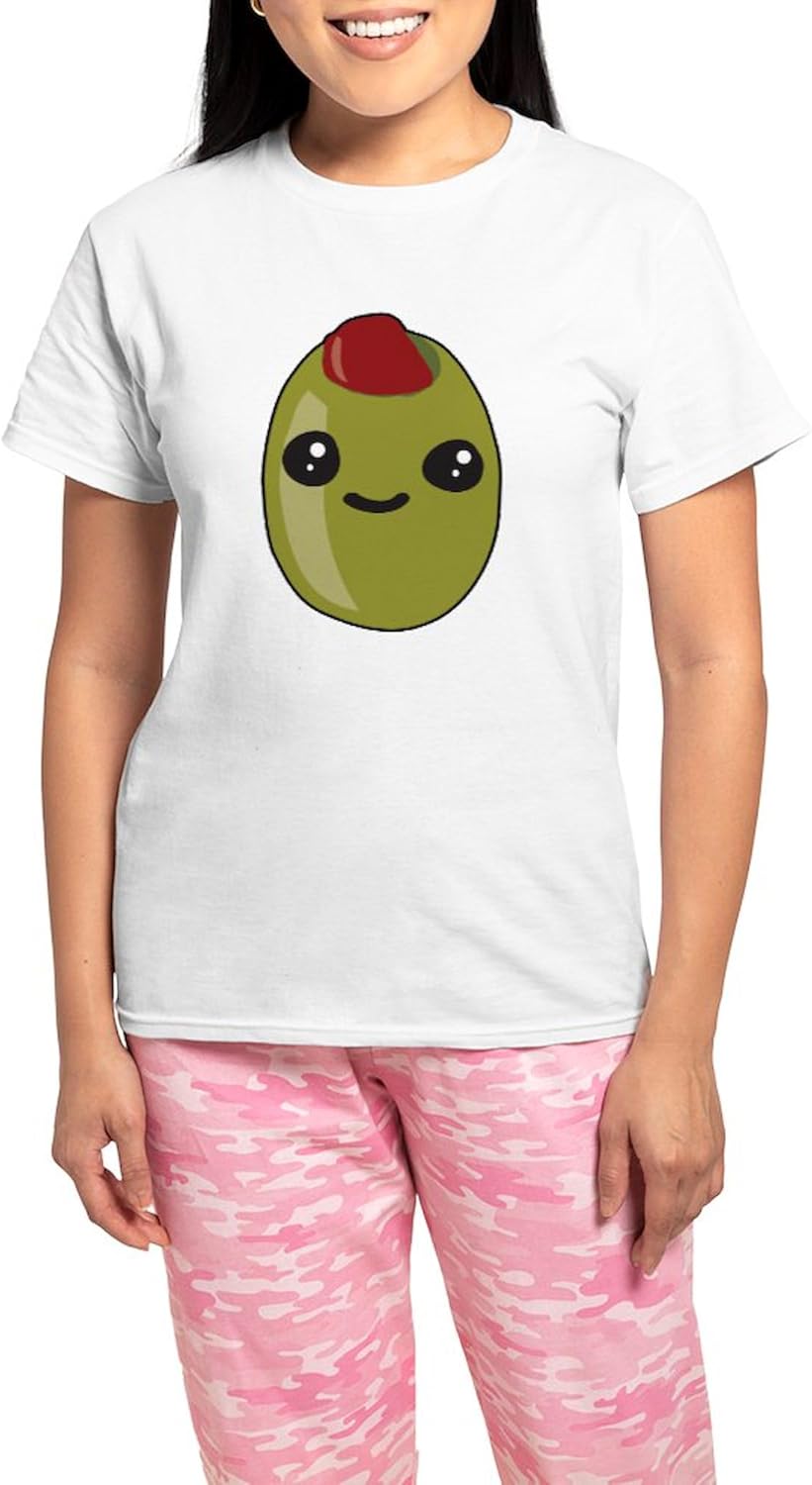 CafePress Cute Olive Women's Light Pajamas Women's Novelty Cotton Pajama Set, Comfortable PJ Sleepwear