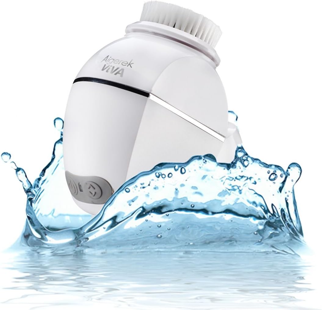 Facial Brush,Vizmy Facial Cleansing System for Perfect Skin, Removes Acne, Pouch, Dark Spots, IPX-7 Waterproof, White