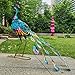 Rhawuy Solar Peacock Fixture for Garden | Vivid Color Changing Outdoor Decoration | Weatherproof Iron Sculpture for Lawn/Patio/Yard | Easy Assembly, No Tools Needed (Big Peacock with Solar Light)
