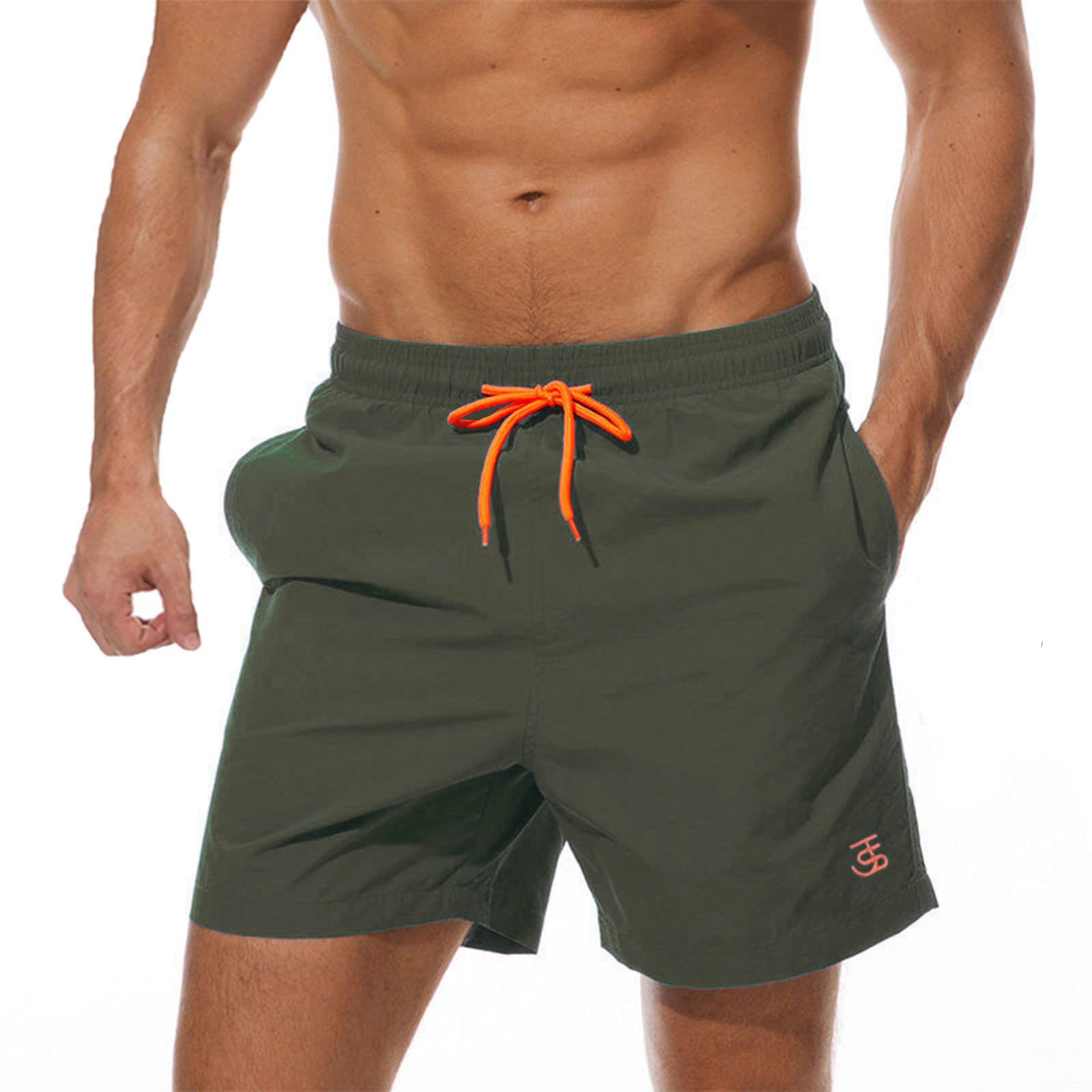 JustSun Badehose Herren Badeshorts Herren Kurz Shorts Schnelltrocknend Männer Schwimmhose Boardshorts Strandshorts Herren Beachshorts Armeegrün M