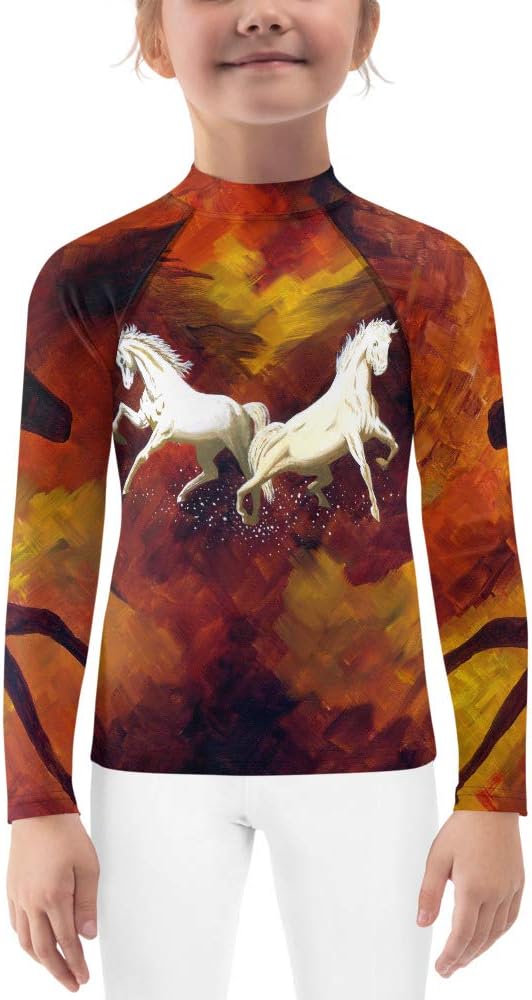Long Sleeve Swimming Shirt Waterproof Beachwear Horse Design