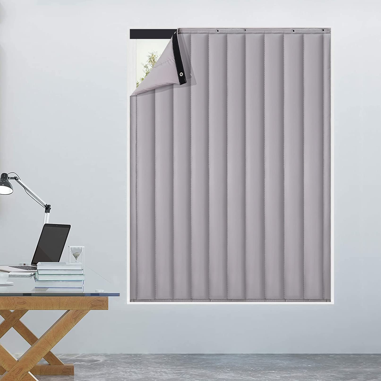 Rideau occultant résistant et insonorisant à isolation thermique pour fenêtre et séparation de pièces dans le salon, le garage, la terrasse, la cuisine