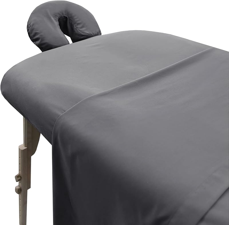 LONDON LINENS Conjunto com 2 kits de lençóis de microfibra para maca de massagem, 3 peças cada, cinza