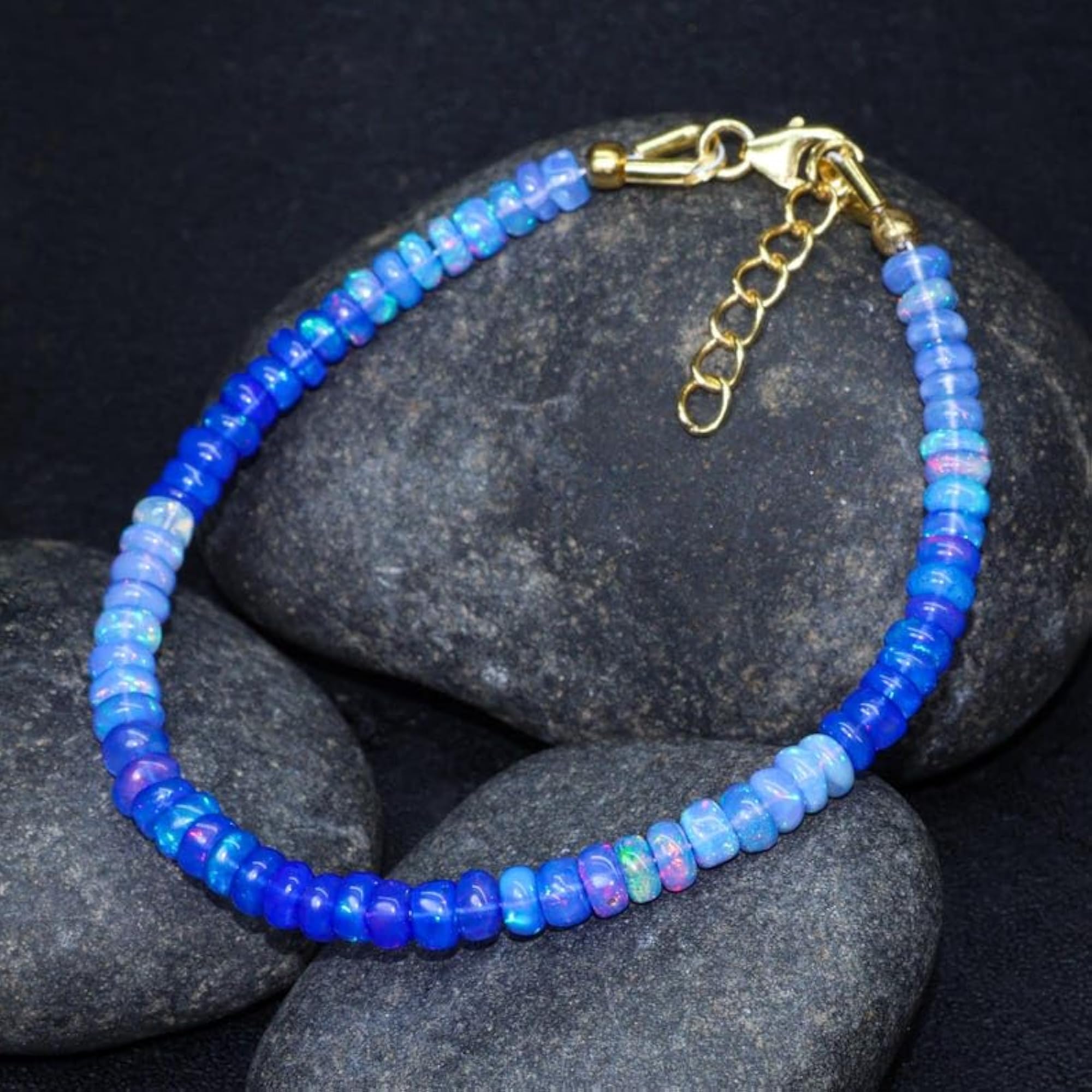 Blue Fire Shaded Opal Bracelet with Adjustable Clasp