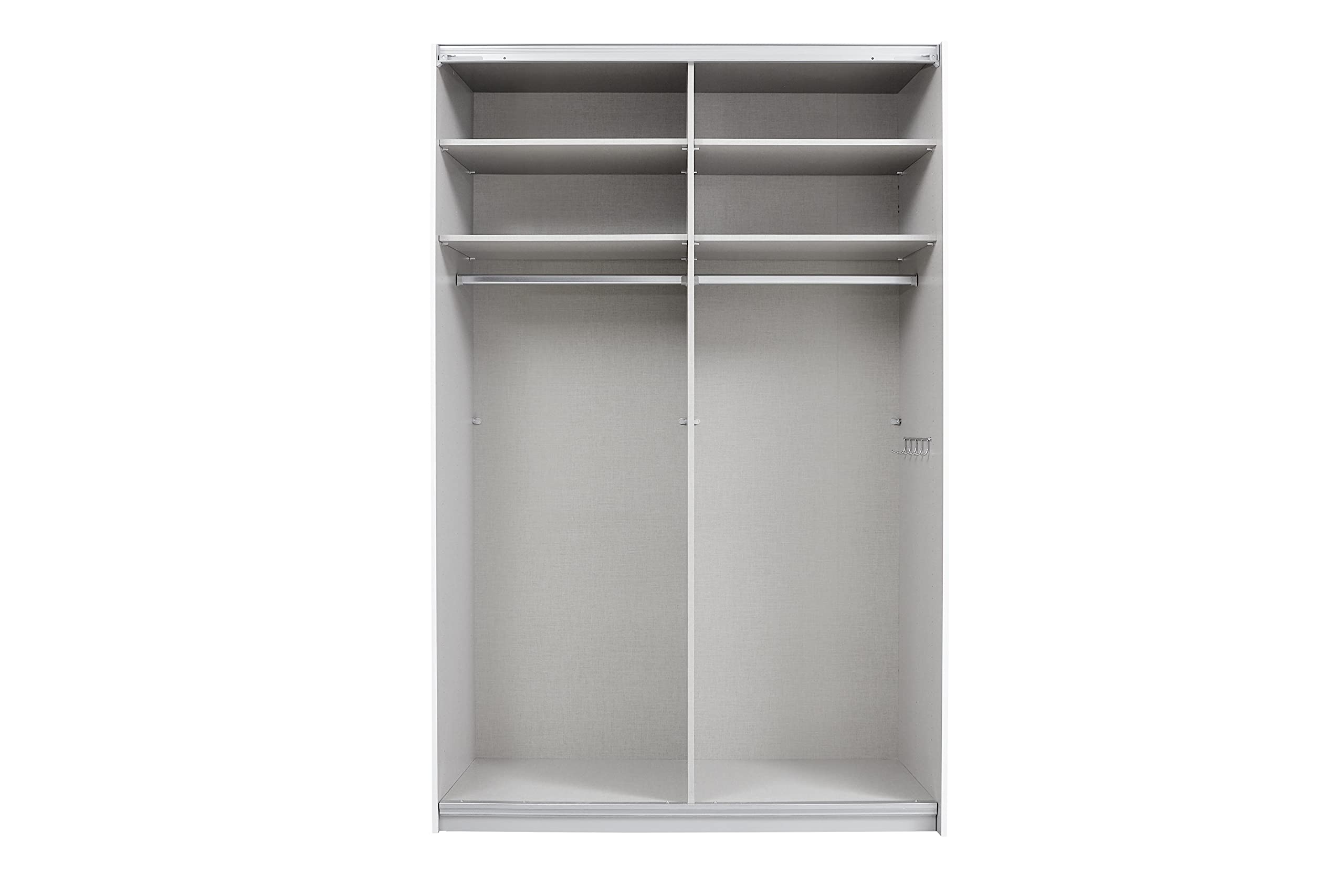 Rauch Möbel Caracas, Schwebetürenschrank, Grau metallic, Breite 136 cm | Kleiderschrank mit Schwebetüren, Schiebetüren, 1-türig, für Schlafzimmer, Kinderzimmer, Wohnzimmer, Gästezimmer, Garderobe