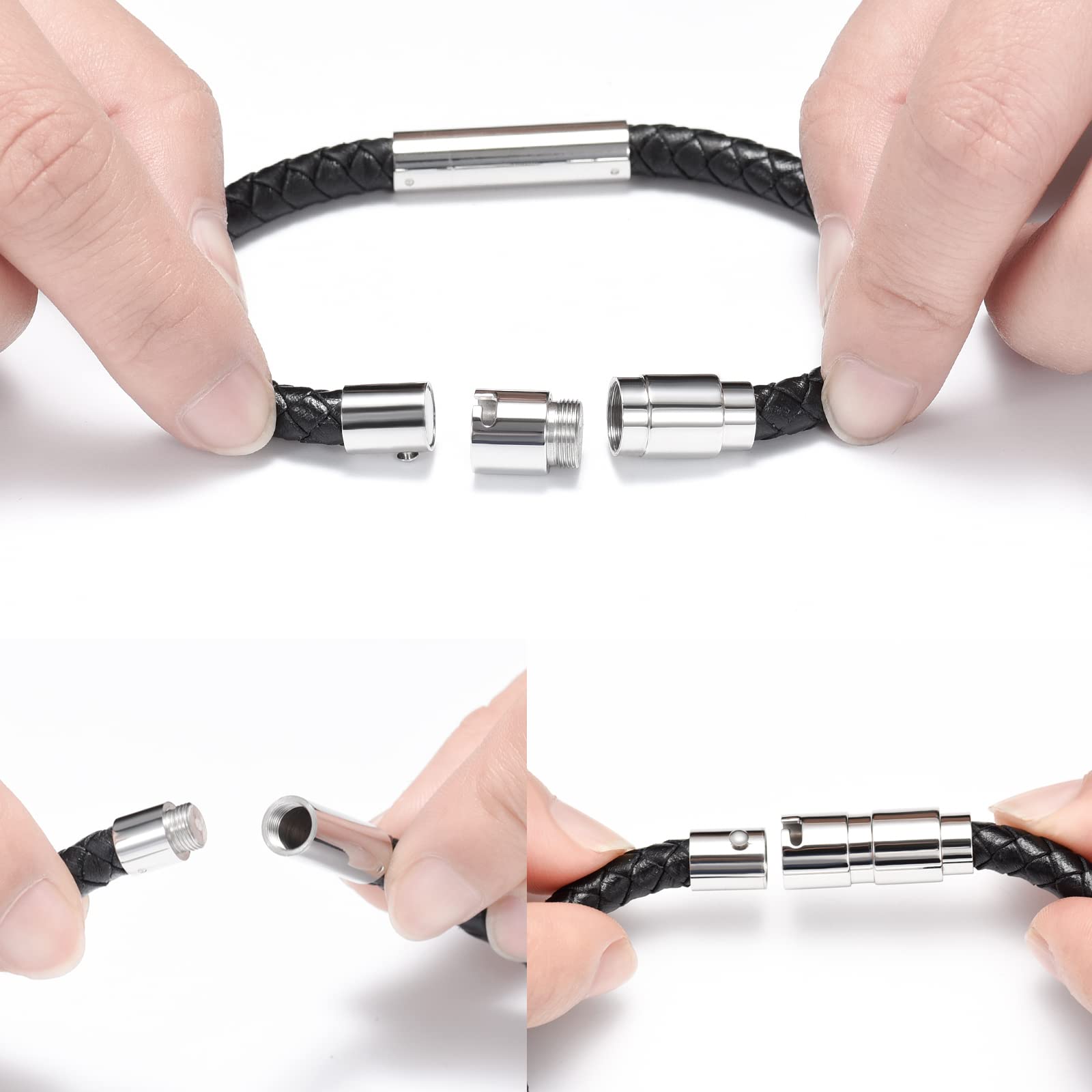 Bracciale Urna In Acciaio Inox Per Ceneri – Gioiello Commemorativo Personalizzabile Con Imbuto (3,2 Cm Di Diametro) - 5