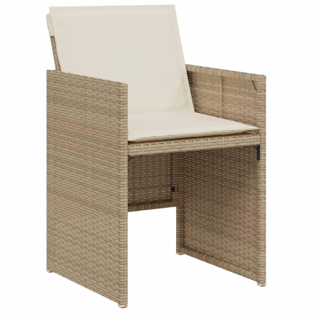 polirattan zestaw bistro z poduszkami do ogrodu balkonu beżowy 26 cm