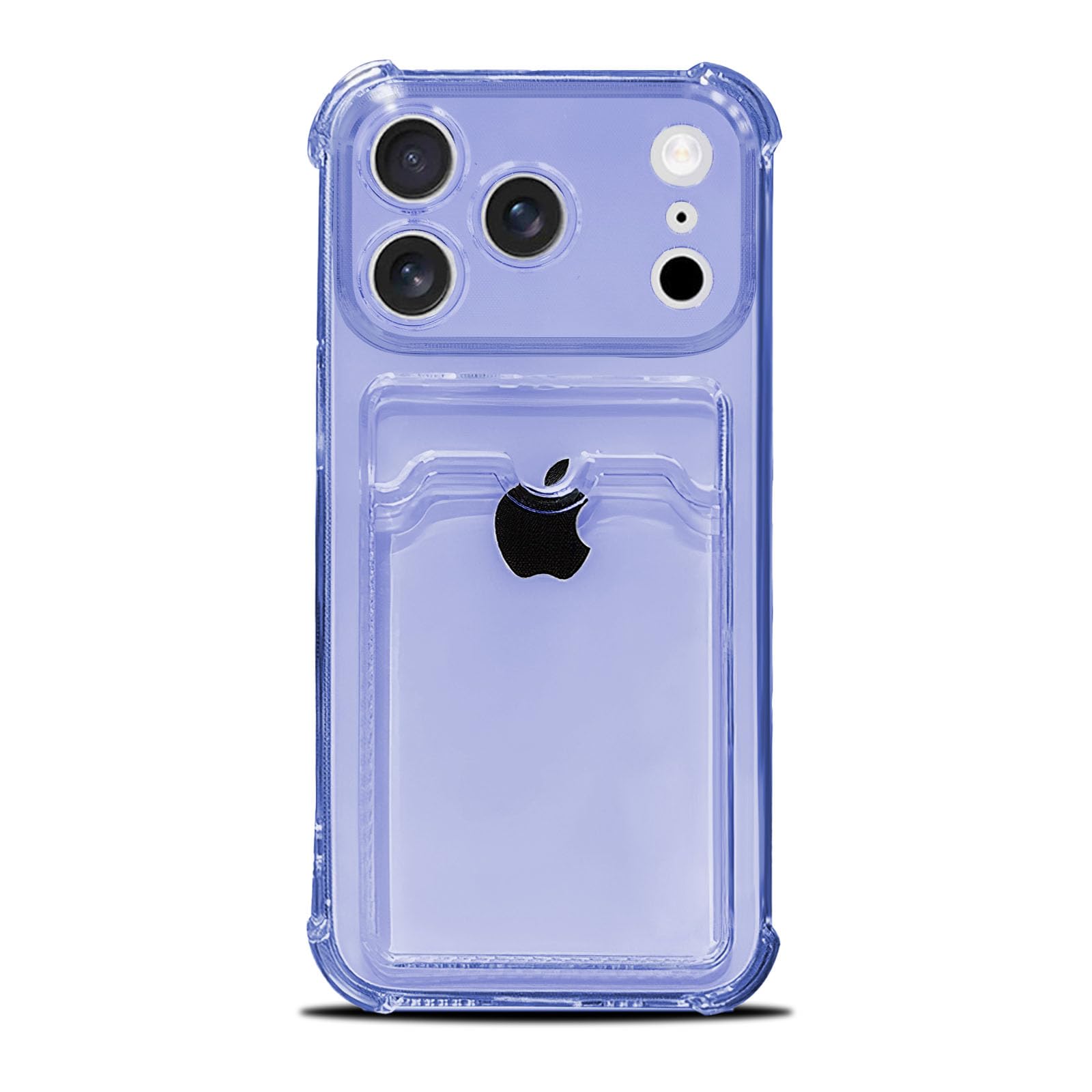 Tuokiou Clear Wallet Phone Case for iPhone 17 Pro, Upgrade Clear Card Slot Case, Slim Fit Protective Soft TPU Shockproof Wallet Case with Cute Card Holder Pocket for iPhone 17 Pro (Purple)