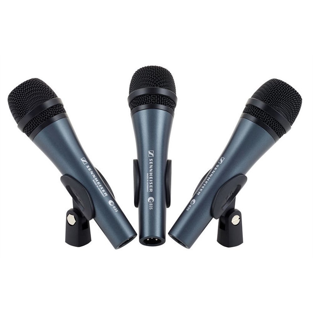 Sennheiser e835 Dynamic Microphone 3-Pack - 3 microfoni Professionali per Voce, di Tipo dinamico cardioide con Elevato Livello di Uscita