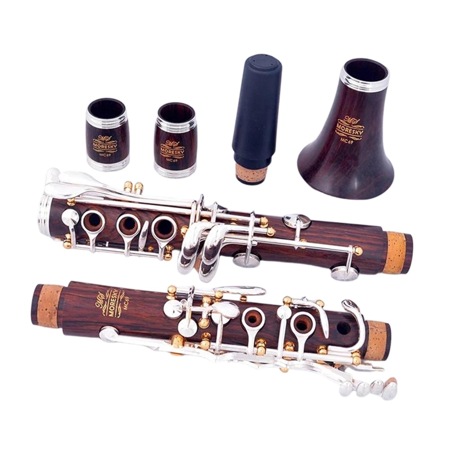 Clarinete Principiantes Clarinete De Madera Cocobolo | profesional, clave de C, 17 teclas plateadas