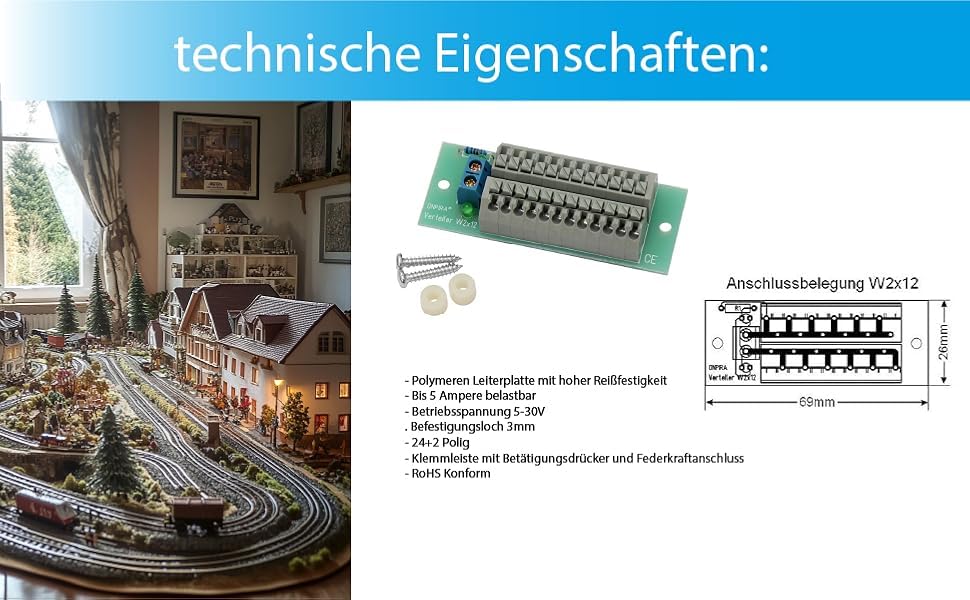 W2x6H Stromverteiler Mit 5,5x2,1mm Hohlstecker – 12-polig, 8A Belastbar, Für Modellbau & LED