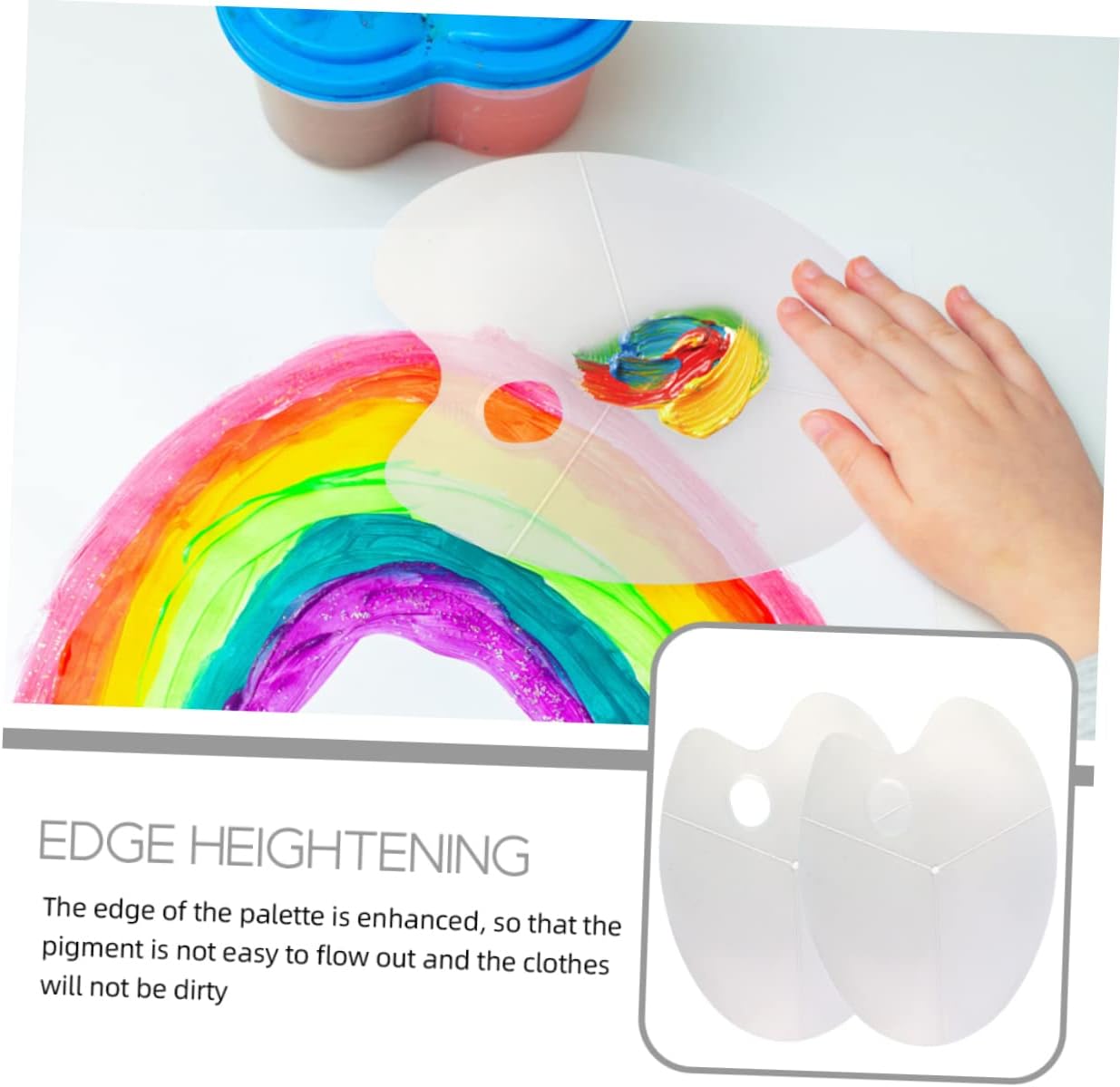 HOMSFOU 2Pcs White Oval Paint Tray Set for Gouache and Acrylic Mixing for Artists and Art Students