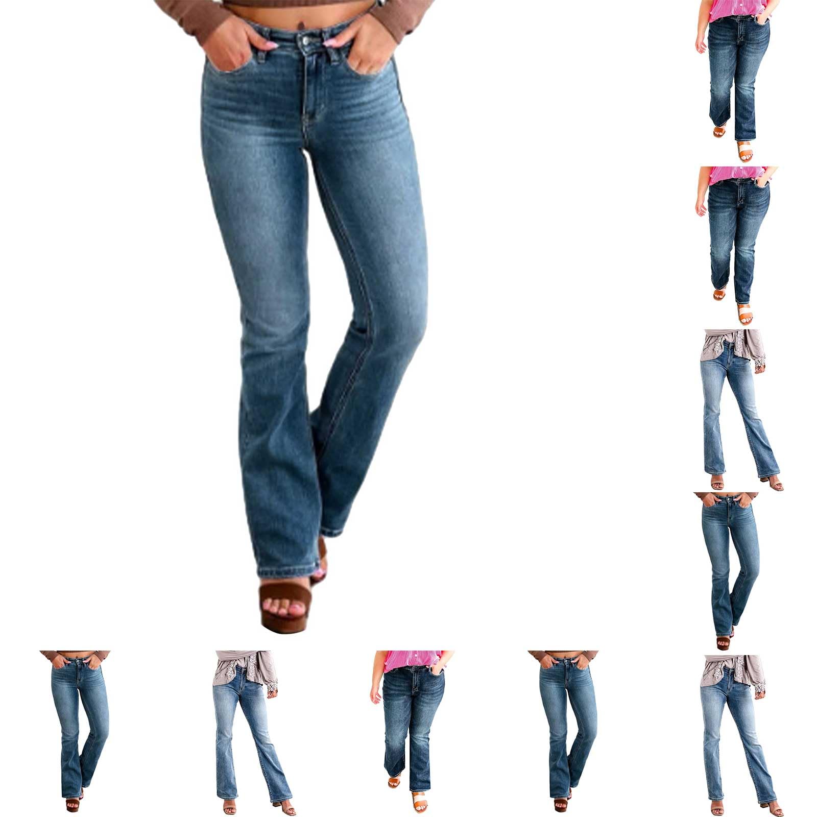 Holy Grail Tummy Control Bootcut Jeans Womens Stretch Skinny Bootcut Jean Butt Lifting Denim Pants with Pockets