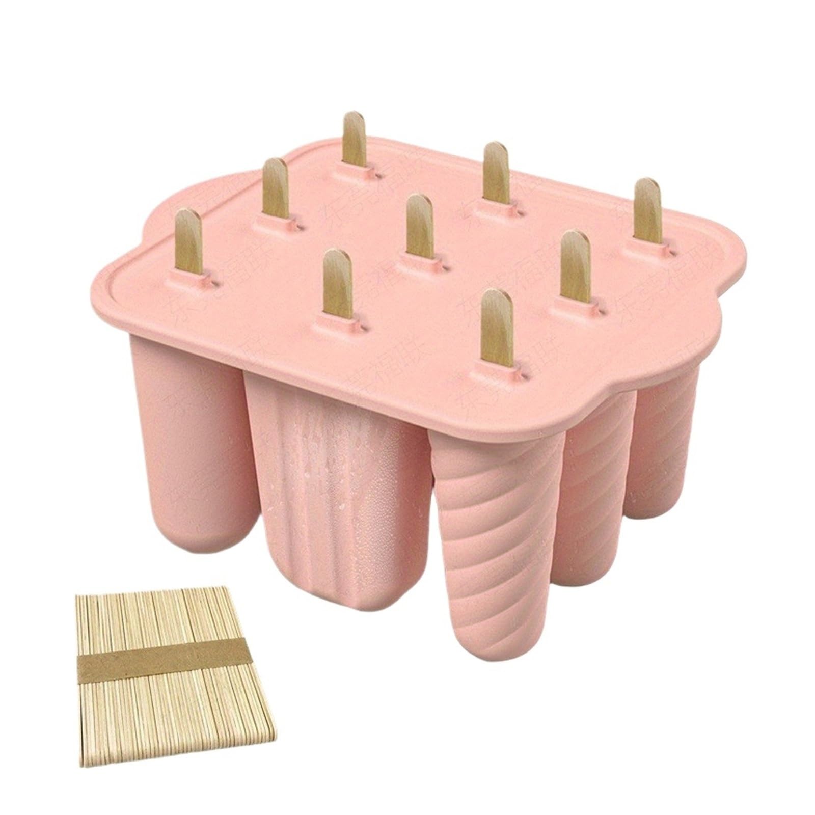 Stampo for ghiaccioli, riutilizzabile, facile da rilasciare, in silicone, creatore fatto in casa, vassoi for con 50 bastoncini di(Pink B)