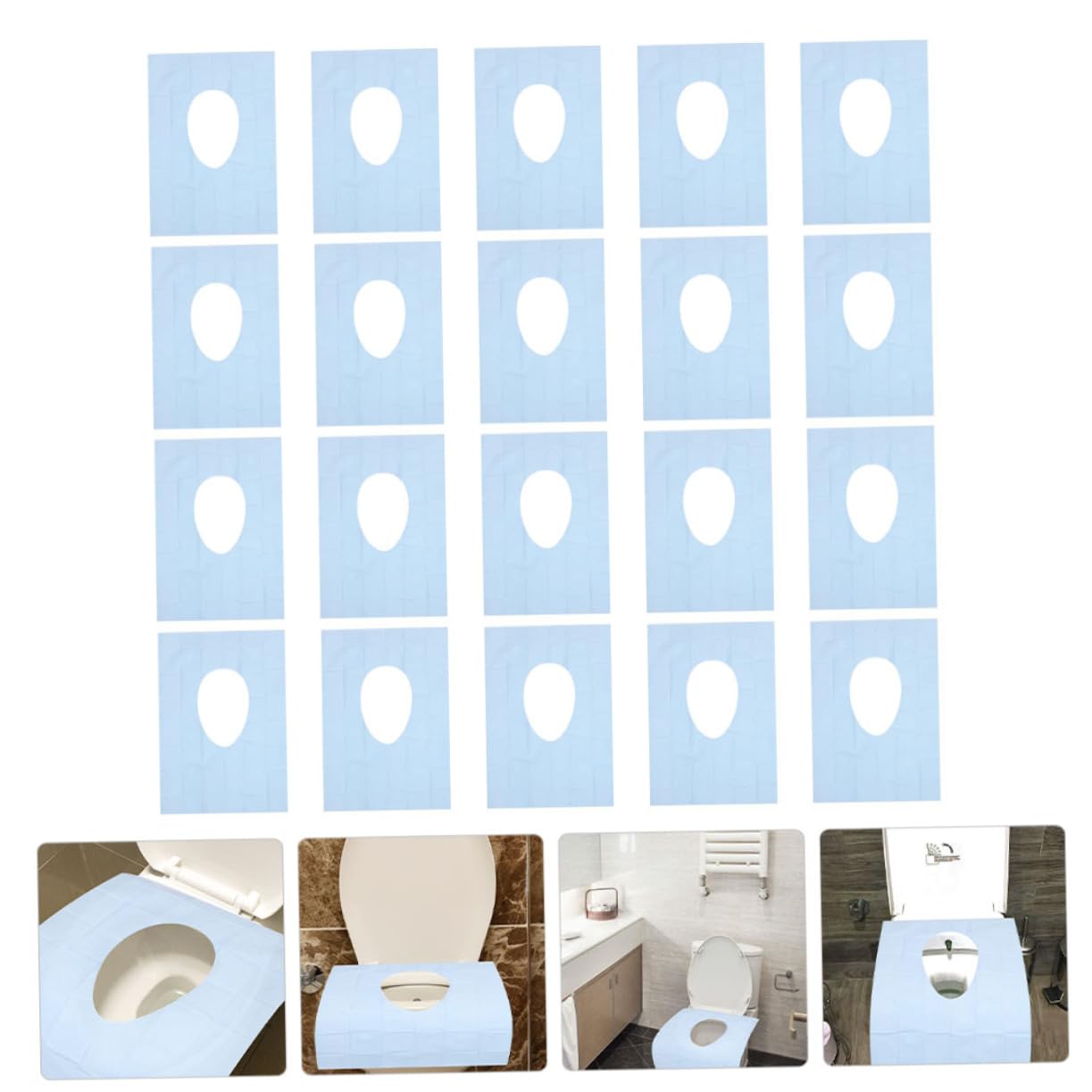 MUCKLILY Elongated Toilet Seat Cover 20 Disposable Covers Soft Seat Mat Skin-friendly for Travel Camping Hospital