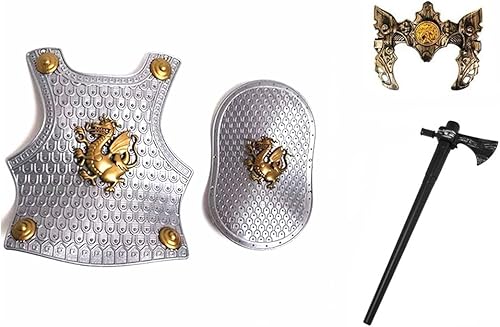 Juego de 4 piezas de accesorios de personajes de guerrero de Halloween para cosplay, espadas, escudo de armadura, juego de rol