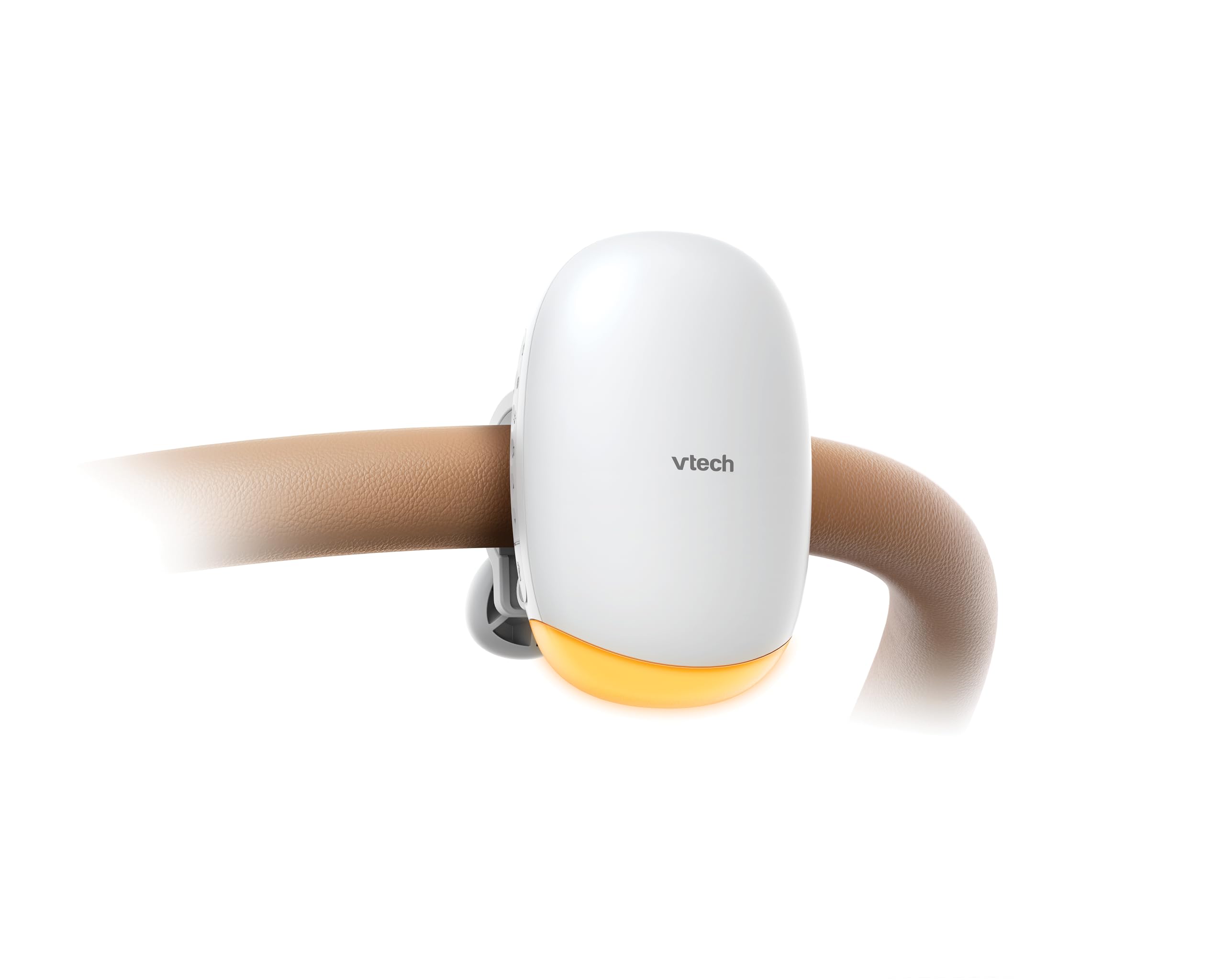VTech Cochecito de bebé con luz nocturna ámbar, canciones dulces, sonidos relajantes, batería recargable de larga duración, USB-C, chupete portátil, movimientos de balanceo ajustables y volumen