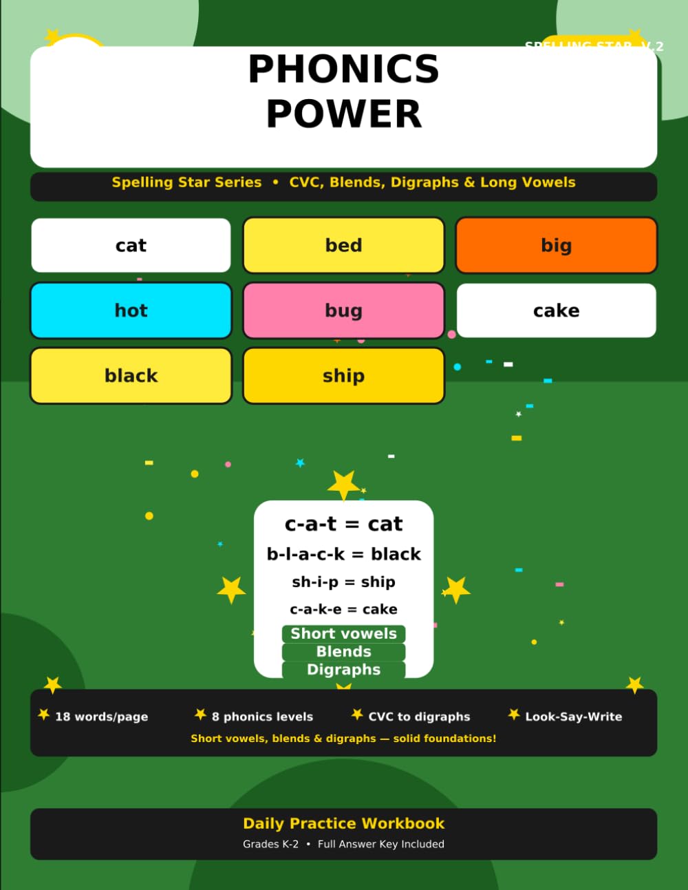 Phonics Power: Word Families, Blends & Digraphs for Young Readers — Daily Spelling Workbook for Kids Ages 5-8, Grades K-2 (Spelling Star Series, Vol. ... Page | Look, Say, Cover, Write, Check | Full