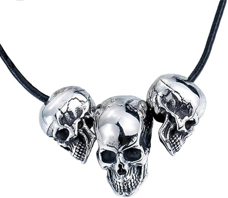 PAMTIER Mens Stainless Steel Gothic Biker Skull Pendant Necklace DIY Jewelry