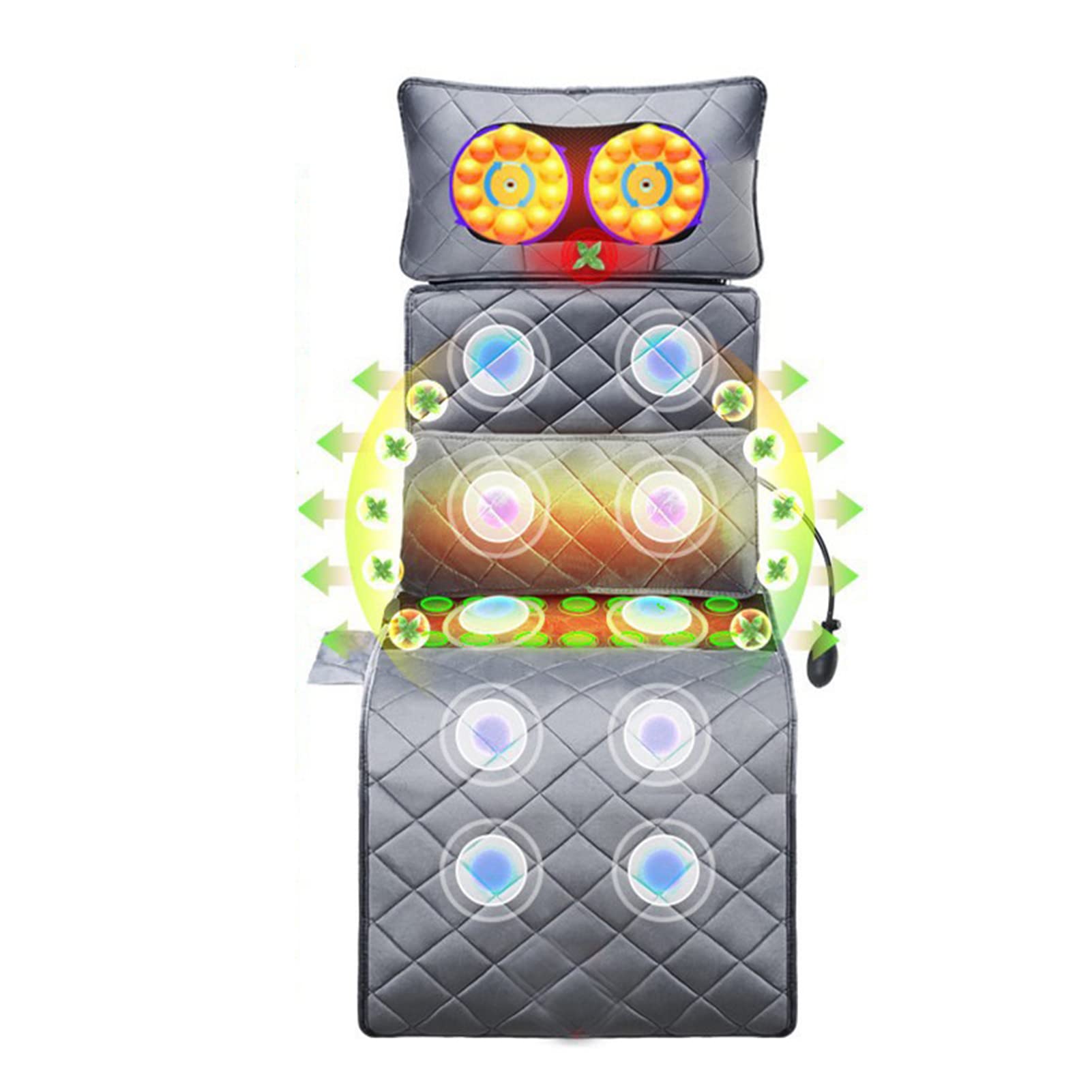Genérico Esterilla de Masaje Corporal con calefacción, 10 Motores, 9 Modos de Masaje, masajeador vibratorio, Terapia de Alivio Corporal, colchón de Masaje, masajeador de Espalda, Cuello y Hombros.