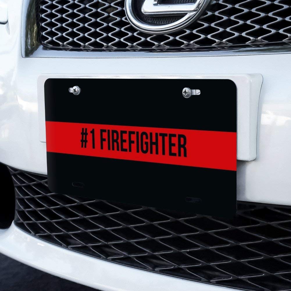 GRAPHICS & MORE Personalized Custom 1 Line Firefighter Thin Red Line Novelty Metal Vanity Tag License Plate