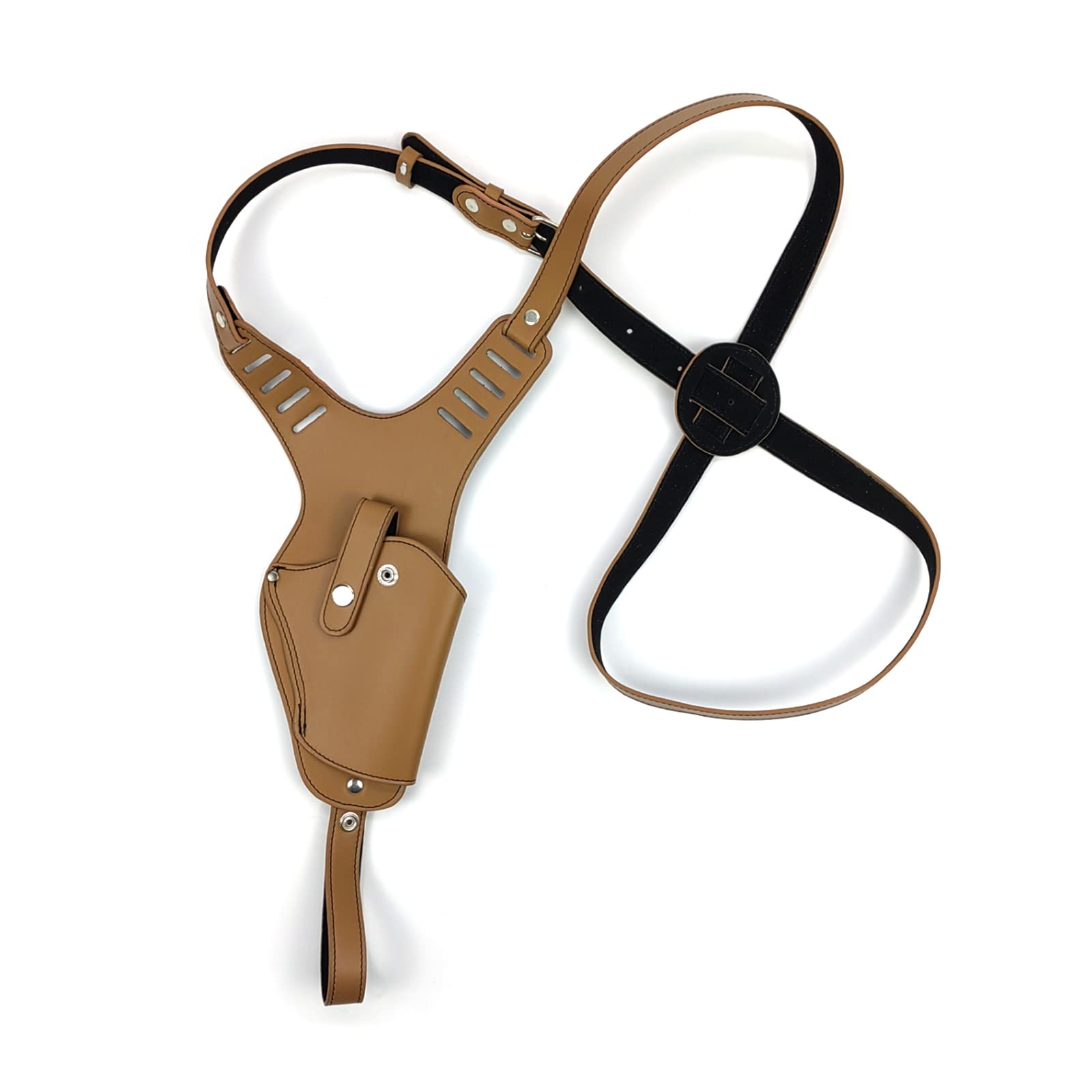 DONGKER Shoulder Pistol Holster,PU Right Hand Leather Gun Shoulder Holster Concealed Adjustable Gun Holder for 19 92 17 18 Halloween Cosplay(brown)