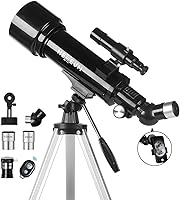 Vista 8 de Telescopio para niños y adultos – Telescopio refractor portátil para astronomía con apertura de 70 mm y longitud focal de 500 mm, montura