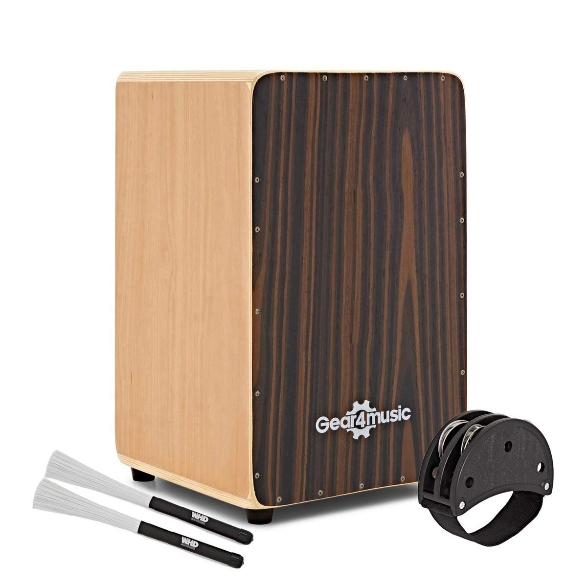 Cajon di Gear4music con Custodia e Accessori, Ebano