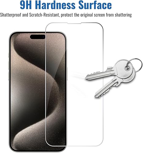 Miniatura 7 de NEEPART Paquete de 4 protectores de pantalla de vidrio templado para iPhone 15 Pro 6.1 pulgadas, protección de sensor, compatible con isla dinámica,