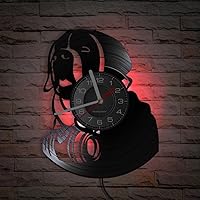 Vista 7 de Reloj de pared de disco de vinilo para perro de San Bernardo con 7 colores LED para tienda de mascotas, álbum de raza de perro de cachorro, reloj