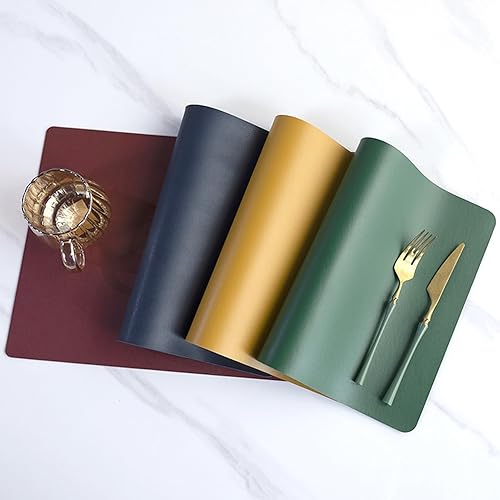 Miniatura 6 de Juego de manteles individuales de piel sintética resistentes al calor – Impermeables y lavables para comedor en interiores y exteriores, fáciles de