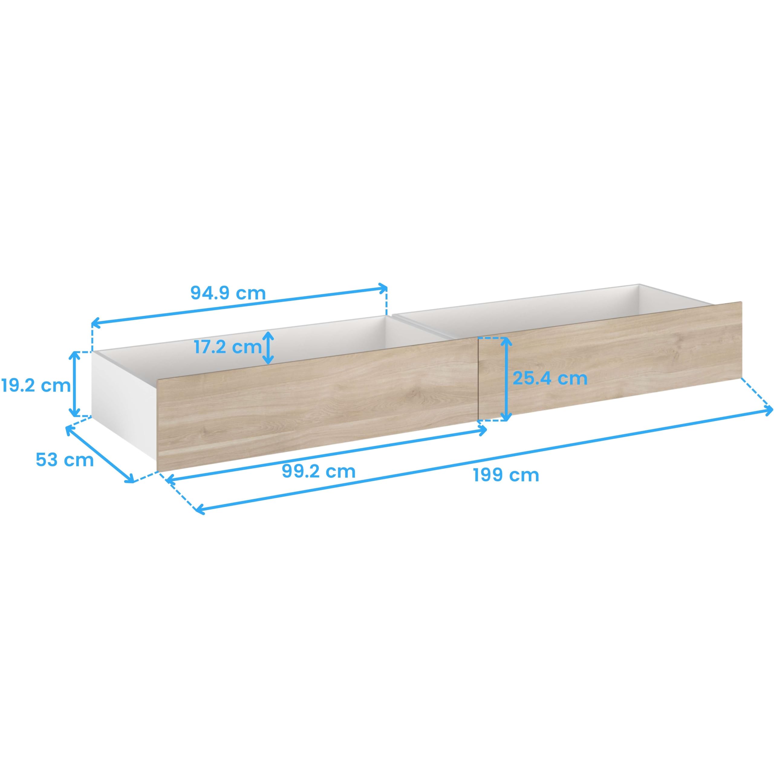 Miroytengo Cama Juvenil Style Color Blanco con cajones Roble Japonés habitacion Infantil Moderna 90x190-200 cm