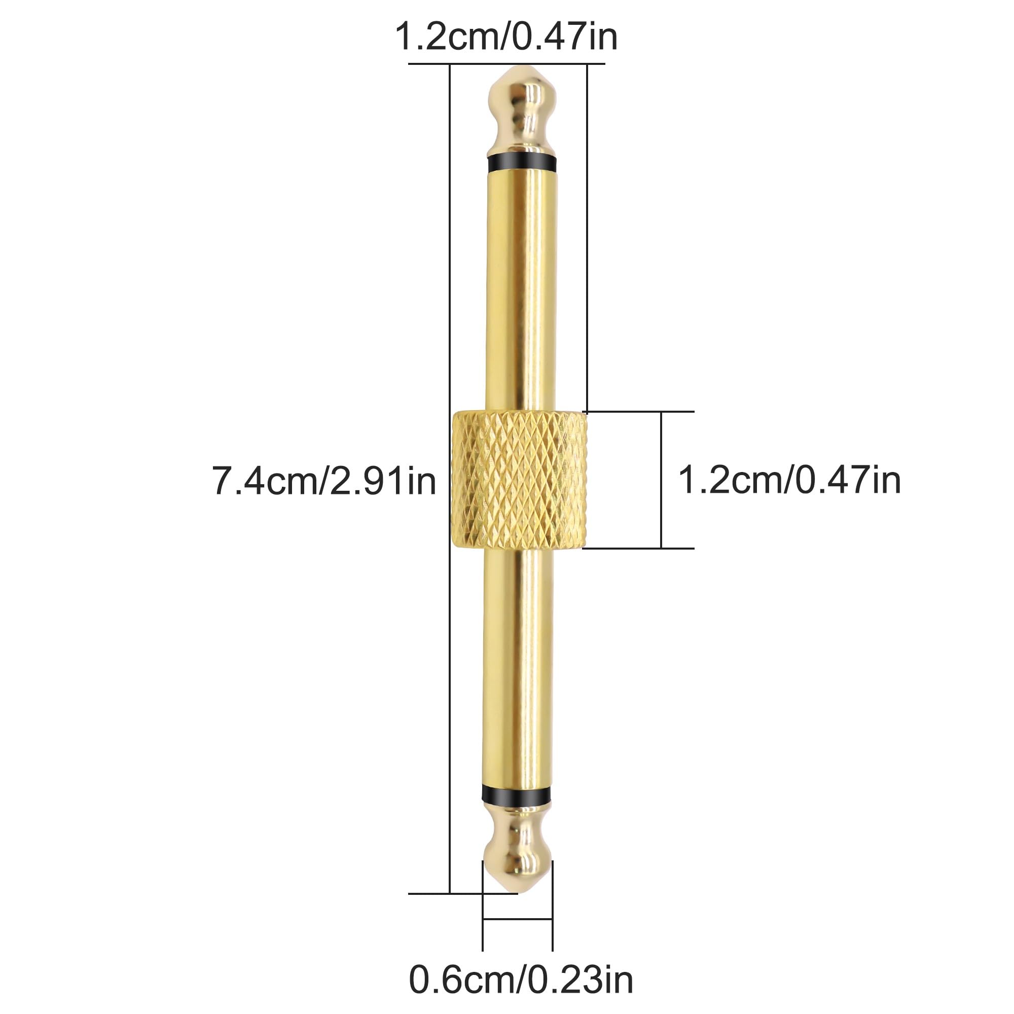 MEIRIYFA Guitar Pedal Patch Connector 6.35mm 1/4" Effect Couplers TS Mono Male to Male Adapter Audio Converter Connector for Electric Guitars Pedalboard (Gold - Image 2