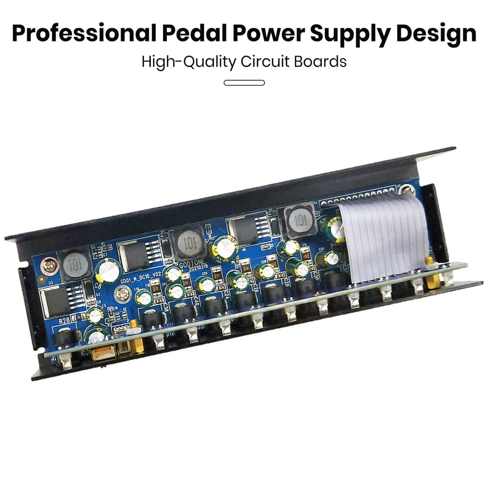 GD-01 Fuente de alimentación de pedal de guitarra, 10 salidas de CC aisladas para 9V/12V/18V100mA 400mA Pedal de efecto con protección contra cortocircuitos y protección contra sobrecorriente