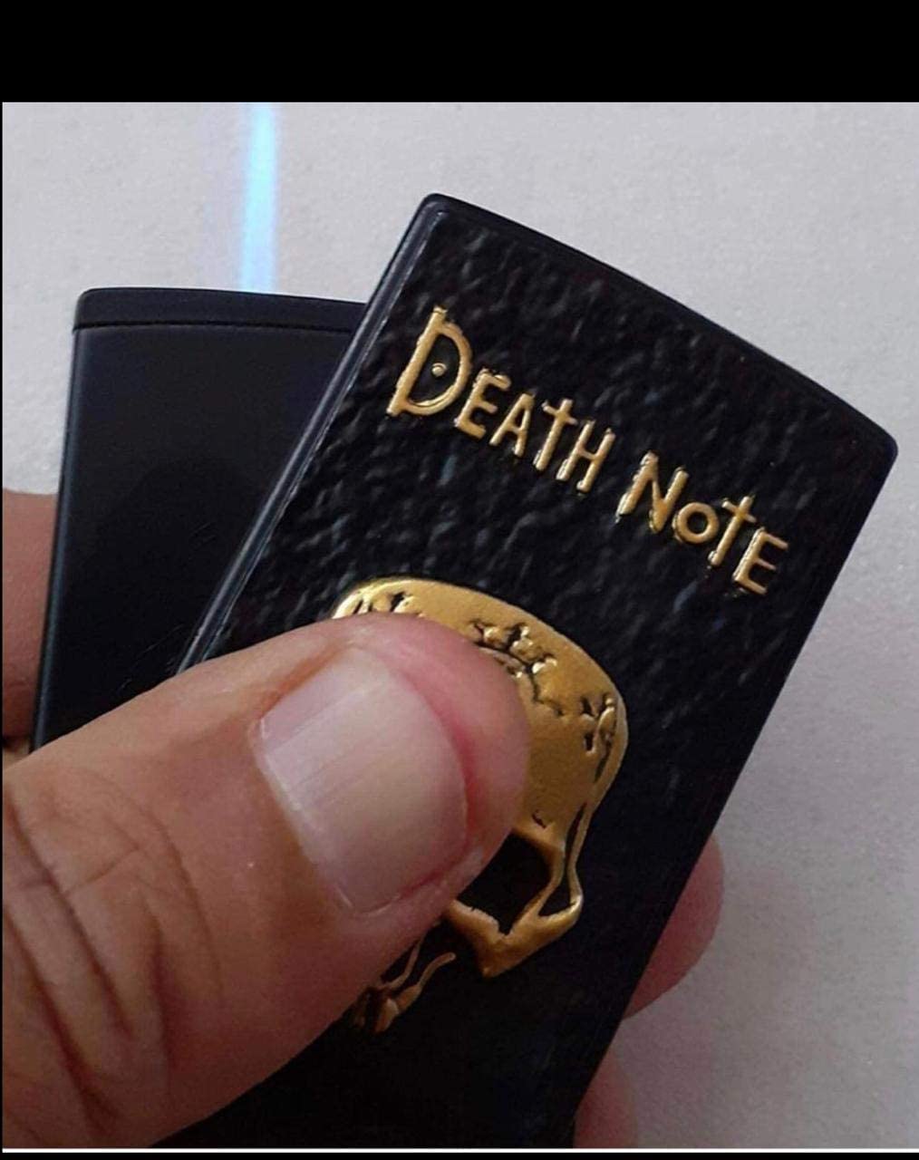 Refillable Metal Side Slider Death Note Windproof Jet Flame Pocket Lighter Cigarette Lighter Stylish Look Antique Lighter -Black(Set of 1)-image-29