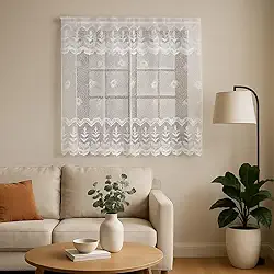 Cortina Para Cozinha Karla 2m X 1,20m Renda - Branco