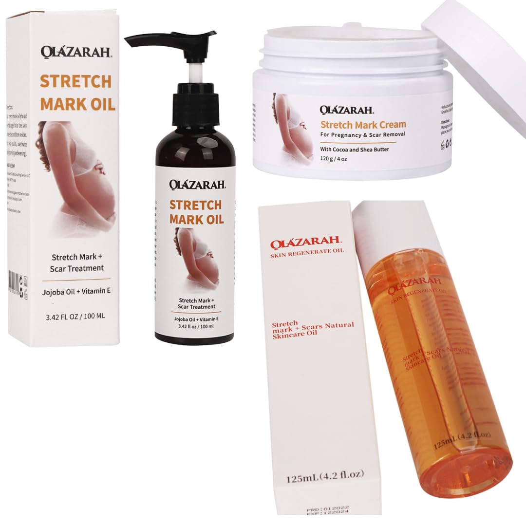 Skin Aglow Regenerate Body Oil Serum – Vit. E Infused(4 Fl.oz), Stretch Mark Oil – Jojoba Oil Infused(3 Fl. oz) , Anti-Stretch Marks Cream(4 Fl. oz) | Hydrating Formula for Firm & Smooth Skin