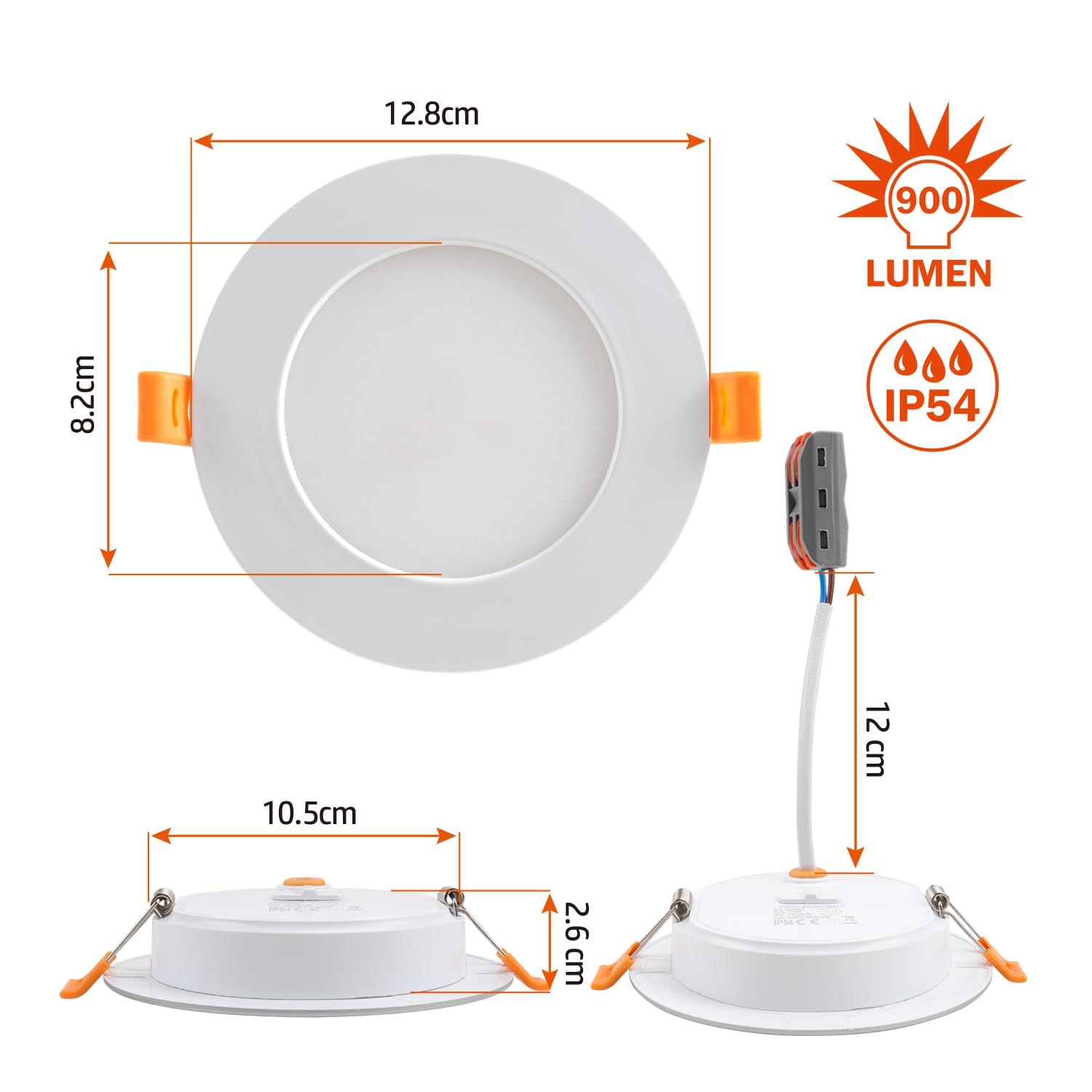 da LIGHT LED Einbaustrahler 230V flach 9W 6er Set, Strahlende Einbauleuchten, Bad Spot 3000/4000/6000K, Deckenstrahler IP54 für Badzimmer Wohnzimmer Küche Schlafzimmer