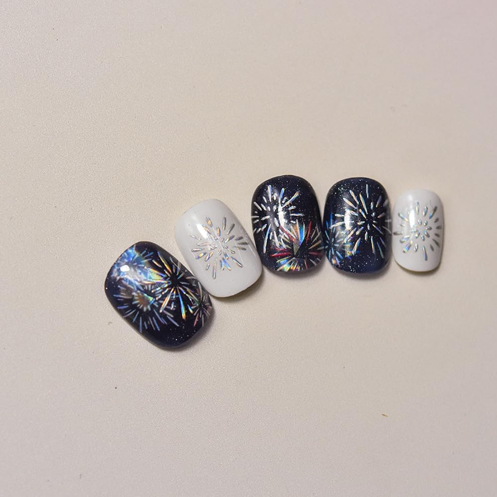 3Sheets Laser Fireworks Nail Art Stickers Decals for Women Girls Happy New Year Christmas Celebration Acrylic Manicure Nail Art Accessories (Fireworks) image 4
