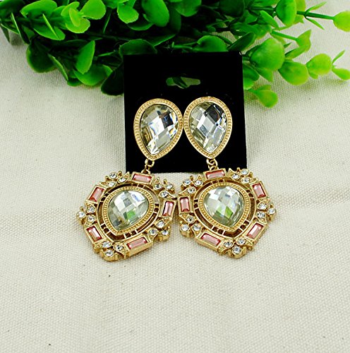 Korean wild fashion trend of fashion jewelry gold plated full diamond earrings exaggerated female solitary