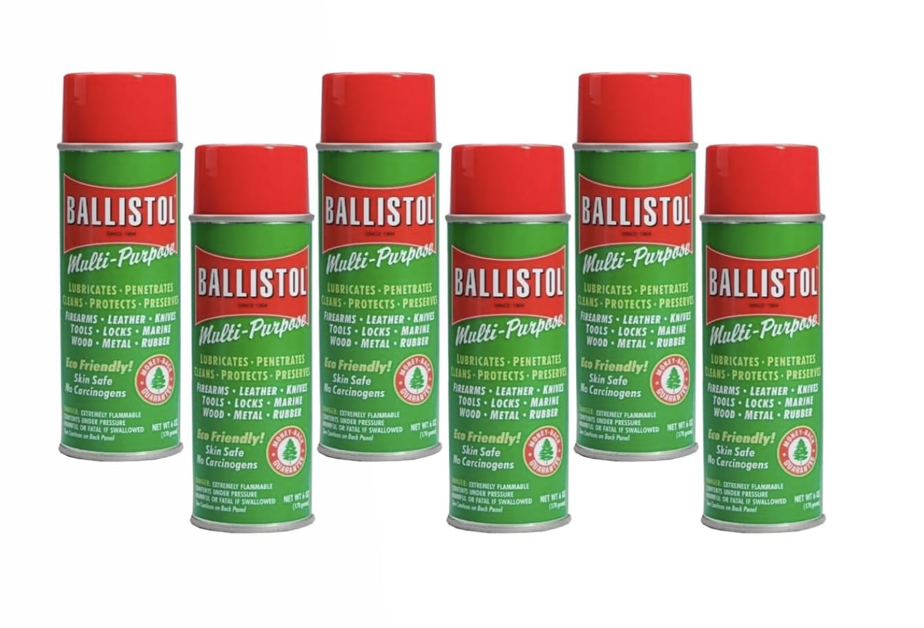 Balistol Multi-Purpose Oil, Aerosol Spray Lubricant Cleaner Protectant, 6 oz Can, 6 Pack
