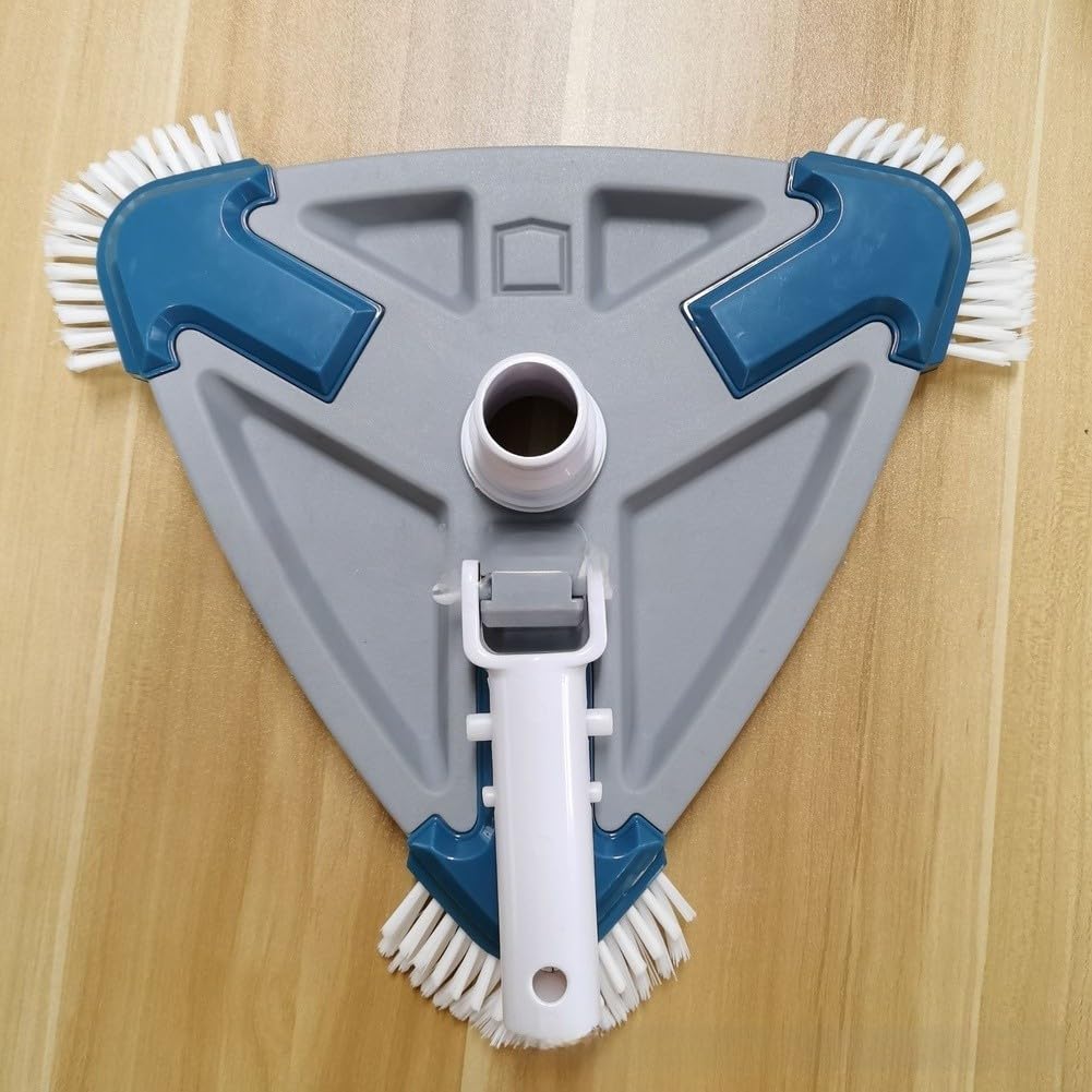Spazzola manuale per piscina triangolare con testa a vuoto per manutenzione e fissaggio della parete dello stagno e del pavimento per uso standard di palo