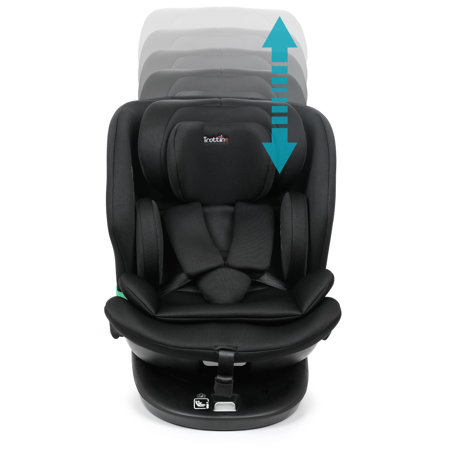 Bradford siège auto pivotant R129 i-size 40-150 cm, Groupe 0+/1/2/3, naissance-36 kg, Isofix, RWF ou FWF, très longue durée d'utilisation : un seul siège de la naissance à 12 ans - Shadow