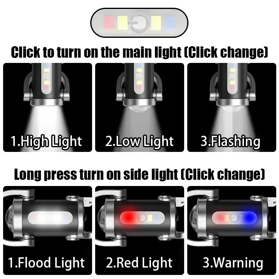 Image of Portable Rechargeable Bright Keychain Flashlight, 6 Light Modes Waterproof, Compact Pocket Light for Night Working, Running, Walking, Camping, Fishing, Hiking