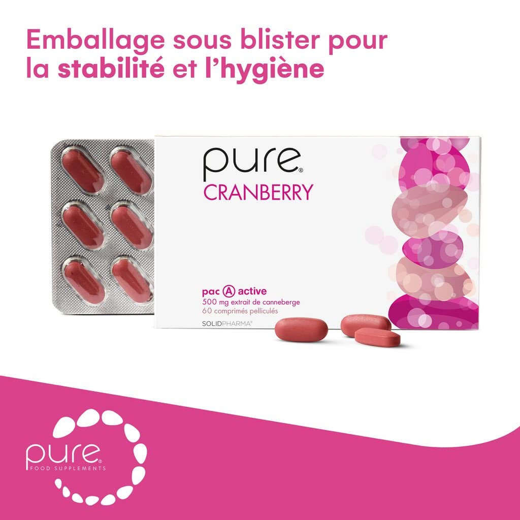 Pure Cranberry – 60 Comprimés de Cranberry Hautement Dosés, Supplément Nutritionnel Enrichissant Pour le Renforcement de la Vessie, Comprimés de Vitamines Complexes Contre la Cystite