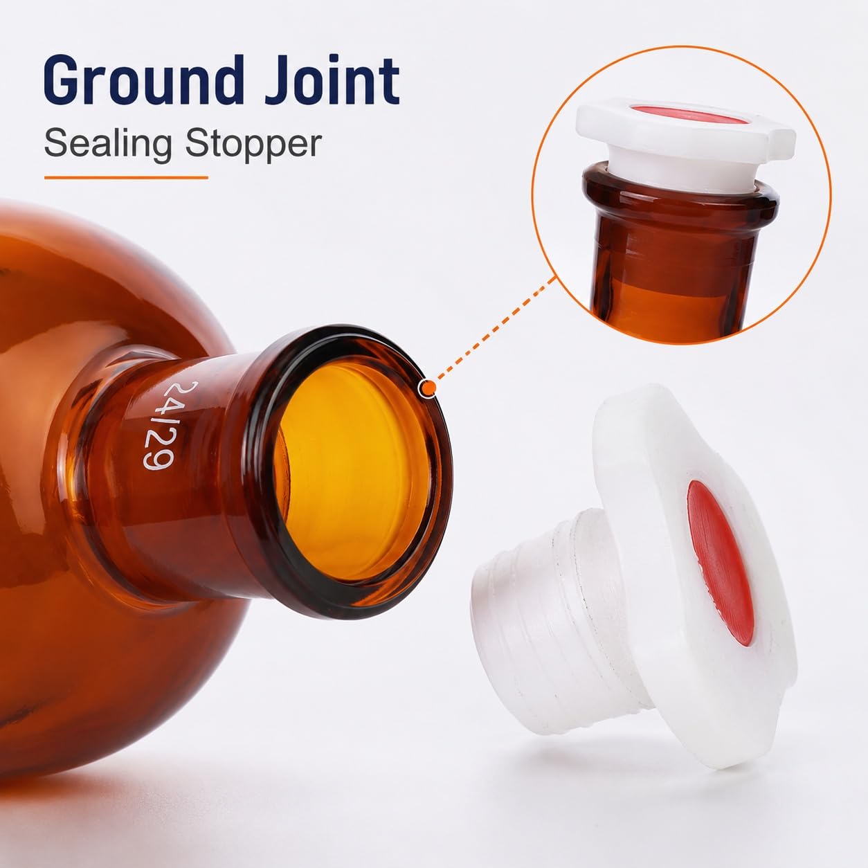 Braunglas Scheidetrichter Borosilikatglas mit PTFE Hahn Laborkolben-5000ml GL45