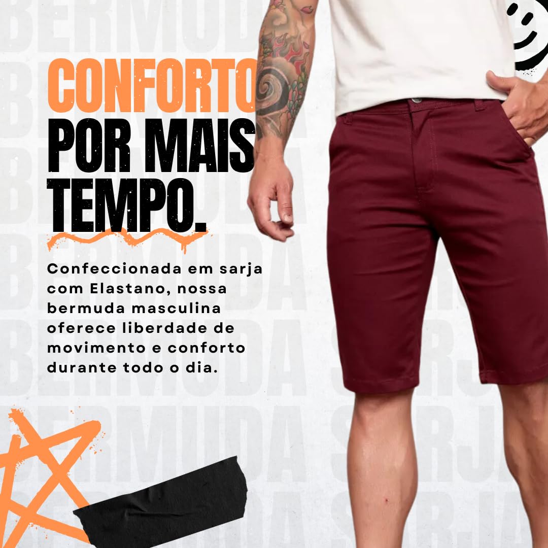 Bermuda De Sarja Masculina Slim Color Alfaiataria Sport Fino de Algodão com Elastano Diversas Cores em promoção! Veja a oferta e mais achadinhos de Shorts & Bermudas 5 Hoje é o melhor dia para comprar Bermuda De Sarja Masculina Slim Color Alfaiataria Sport Fino de Algodão com Elastano Diversas Cores com aquele preço maroto! Promoção! Aproveite a oferta! 5