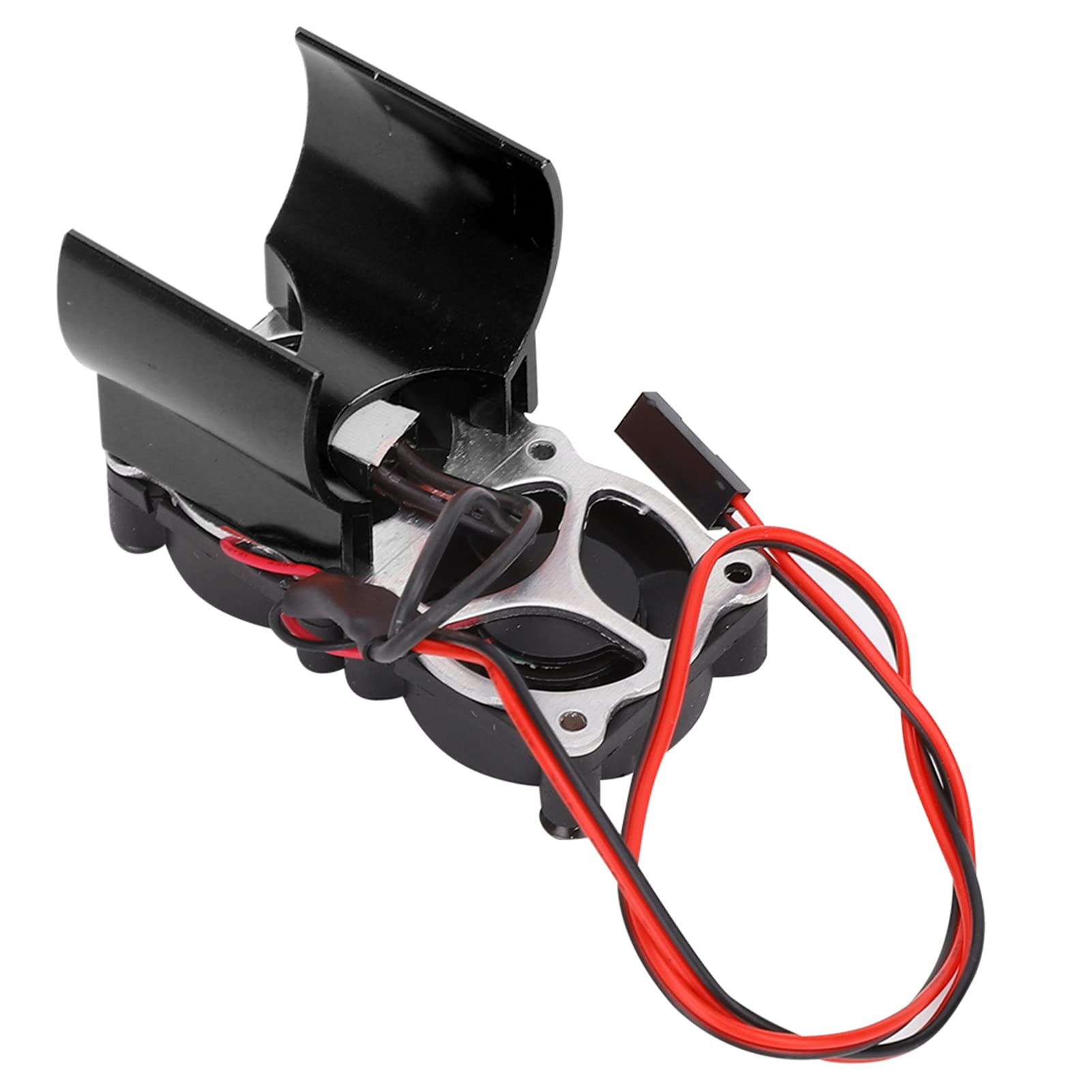 RC Motor Heat Sink Aluminum Alloy Dual Fan Temperature Sensor Enhanced Heat Dissipation for 1/10 RC Model Cars Red Silver Blue Black (Black)