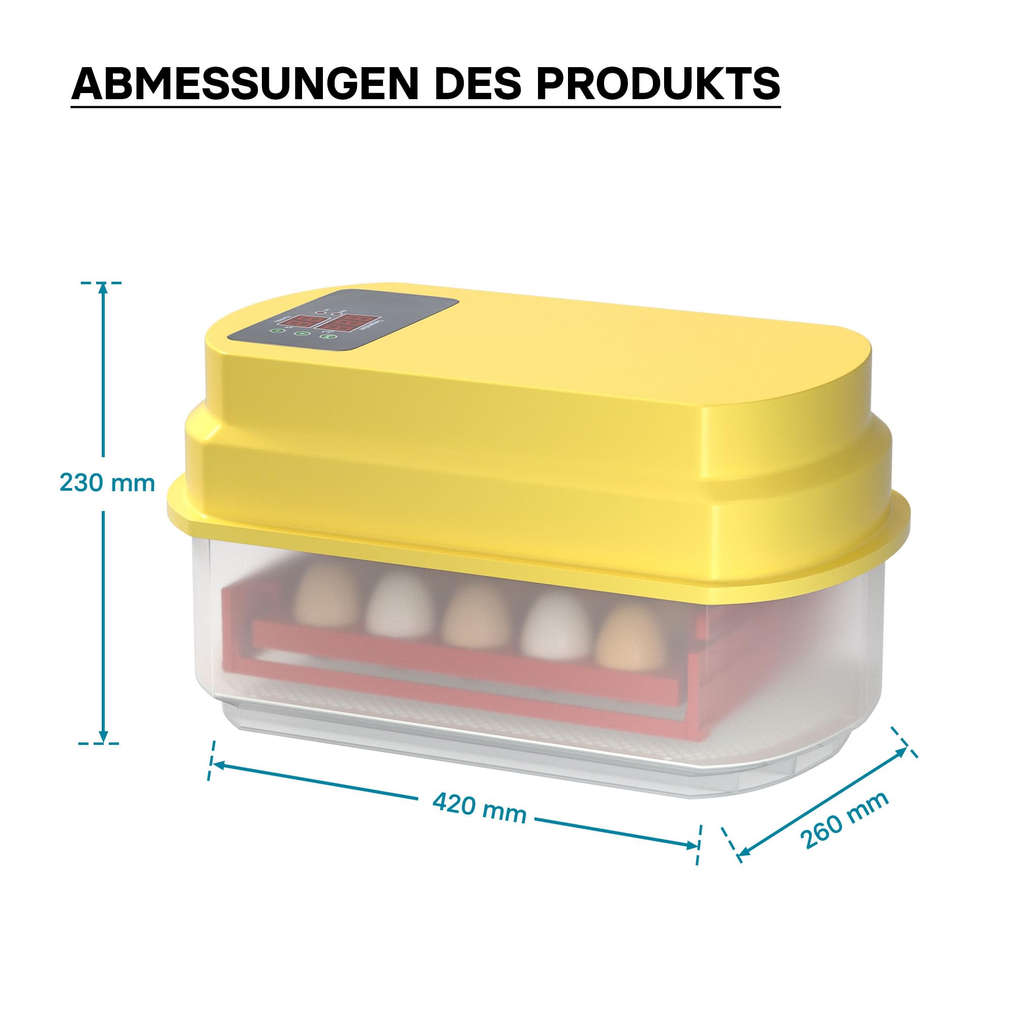 Wiltec Automatische Brutmaschine für 15 Eier, Inkubator mit vollautomatischem Wendesystem, Brutautomat mit Temperatursteuerung und Feuchtigskeitsregulierung, Brutkasten zum Eier ausbrüten
