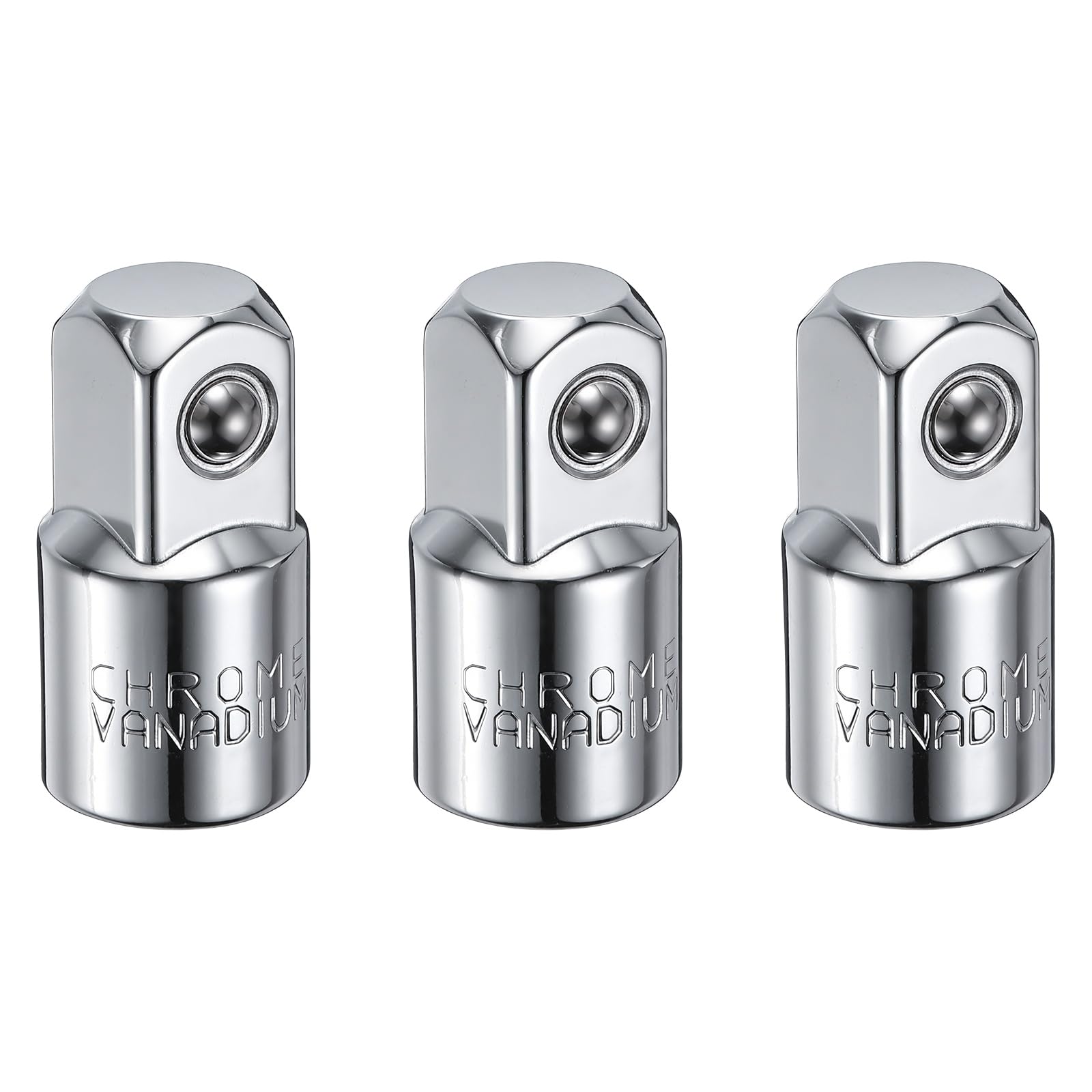 sourcing map 3Pcs Impact Socket Adapter 1/4" Female to 3/8" Male, Silver